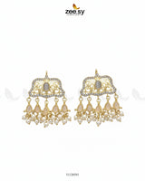 Elegant Tassel Moti Work Earrings Golden Pearl - Zeesy Jewellery