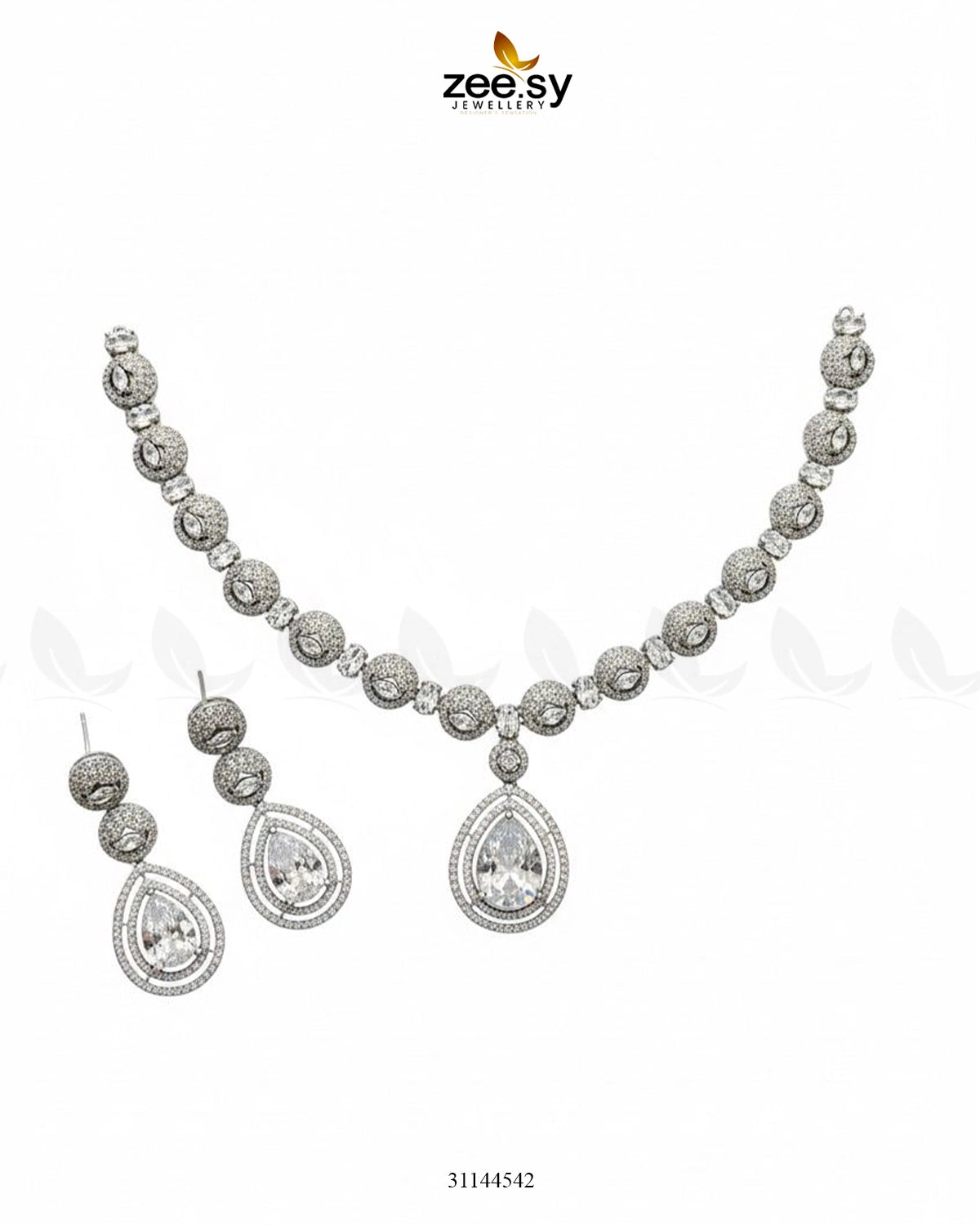 Elegant Heart Cluster Necklace Set - Zeesy Jewellery
