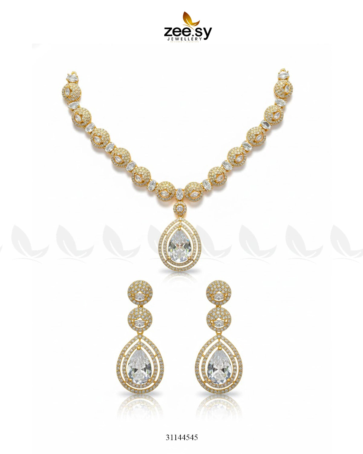 Elegant Heart Cluster Necklace Set - Zeesy Jewellery