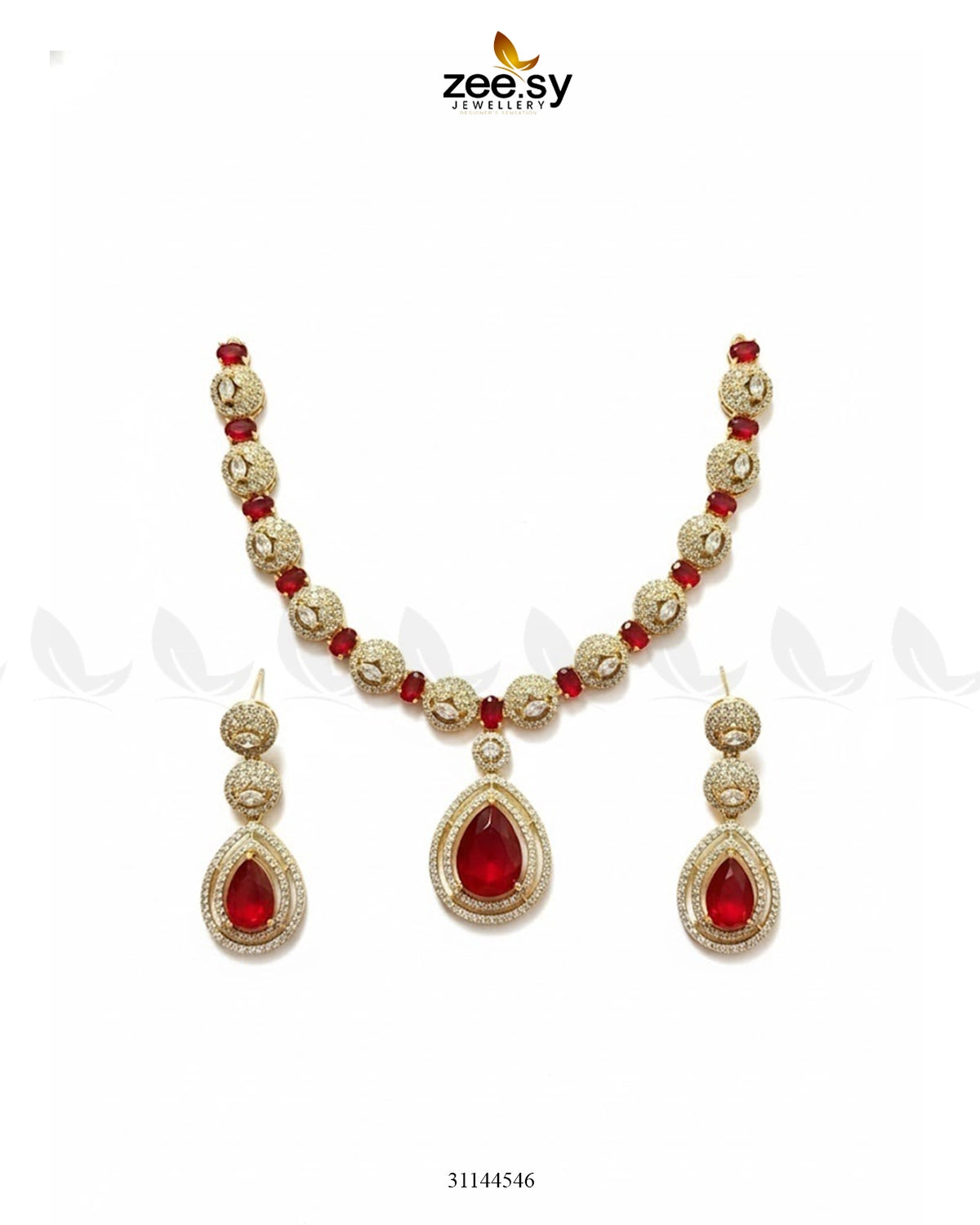 Elegant Heart Cluster Necklace Set - Zeesy Jewellery