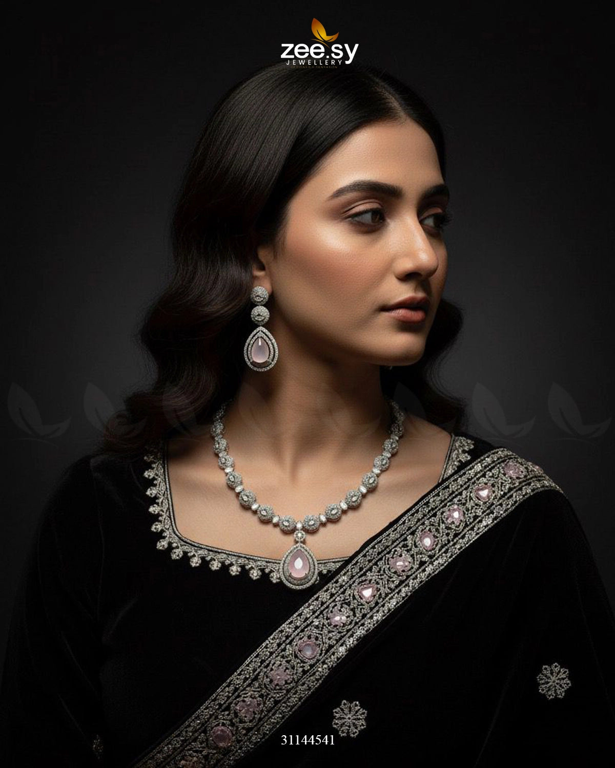 Elegant Heart Cluster Necklace Set - Zeesy Jewellery