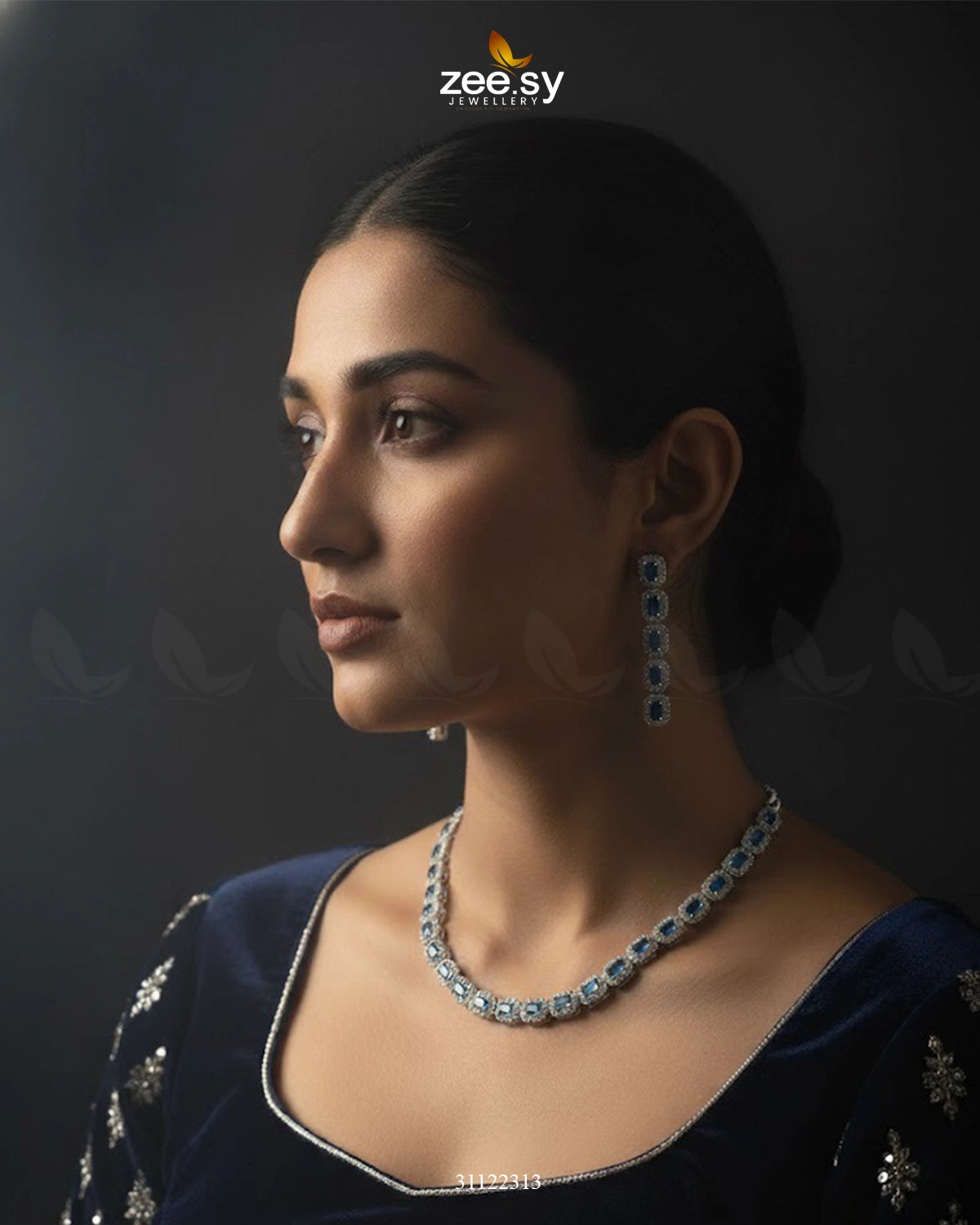 Elegant Sapphire Tennis Necklace Set - Zeesy Jewellery