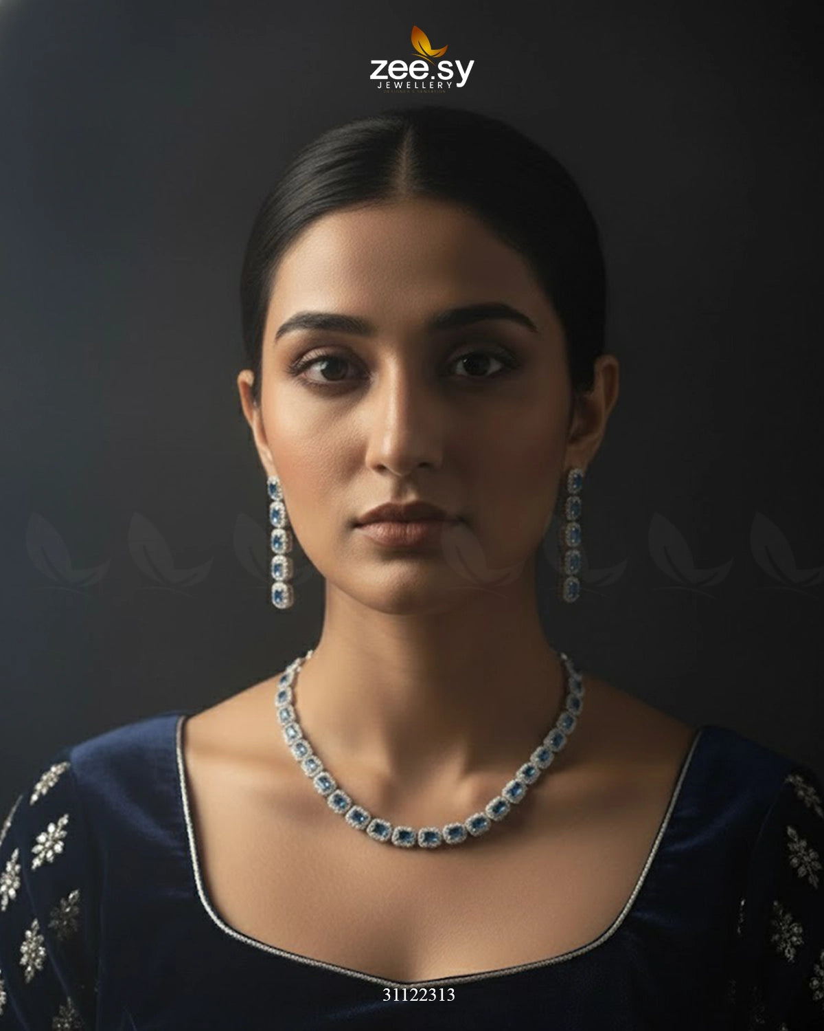 Elegant Sapphire Tennis Necklace Set - Zeesy Jewellery