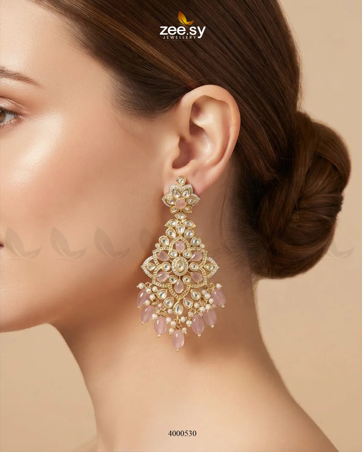 Elysian Carved Kundan Chandbalis Earrings Earrings - Zeesy Jewellery Pakistan | Premium Artificial & Imitation Jewellery