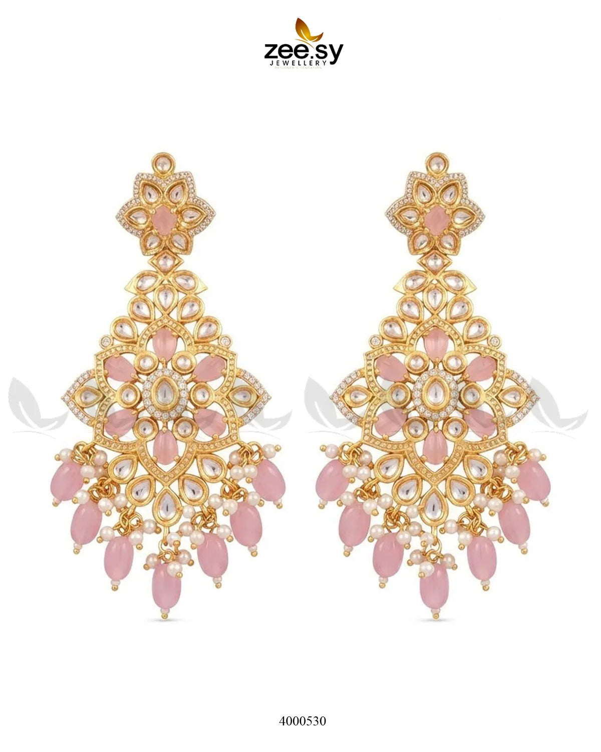 Elysian Carved Kundan Chandbalis Earrings Earrings - Zeesy Jewellery Pakistan | Premium Artificial & Imitation Jewellery