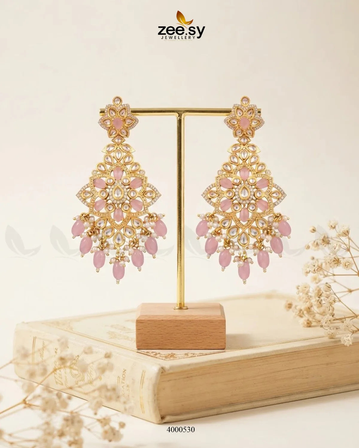 Elysian Carved Kundan Chandbalis Earrings Earrings - Zeesy Jewellery Pakistan | Premium Artificial & Imitation Jewellery
