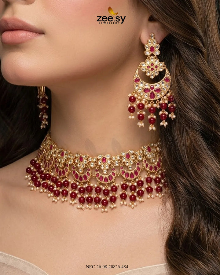 Elysian Chandbali Motif Necklace Set