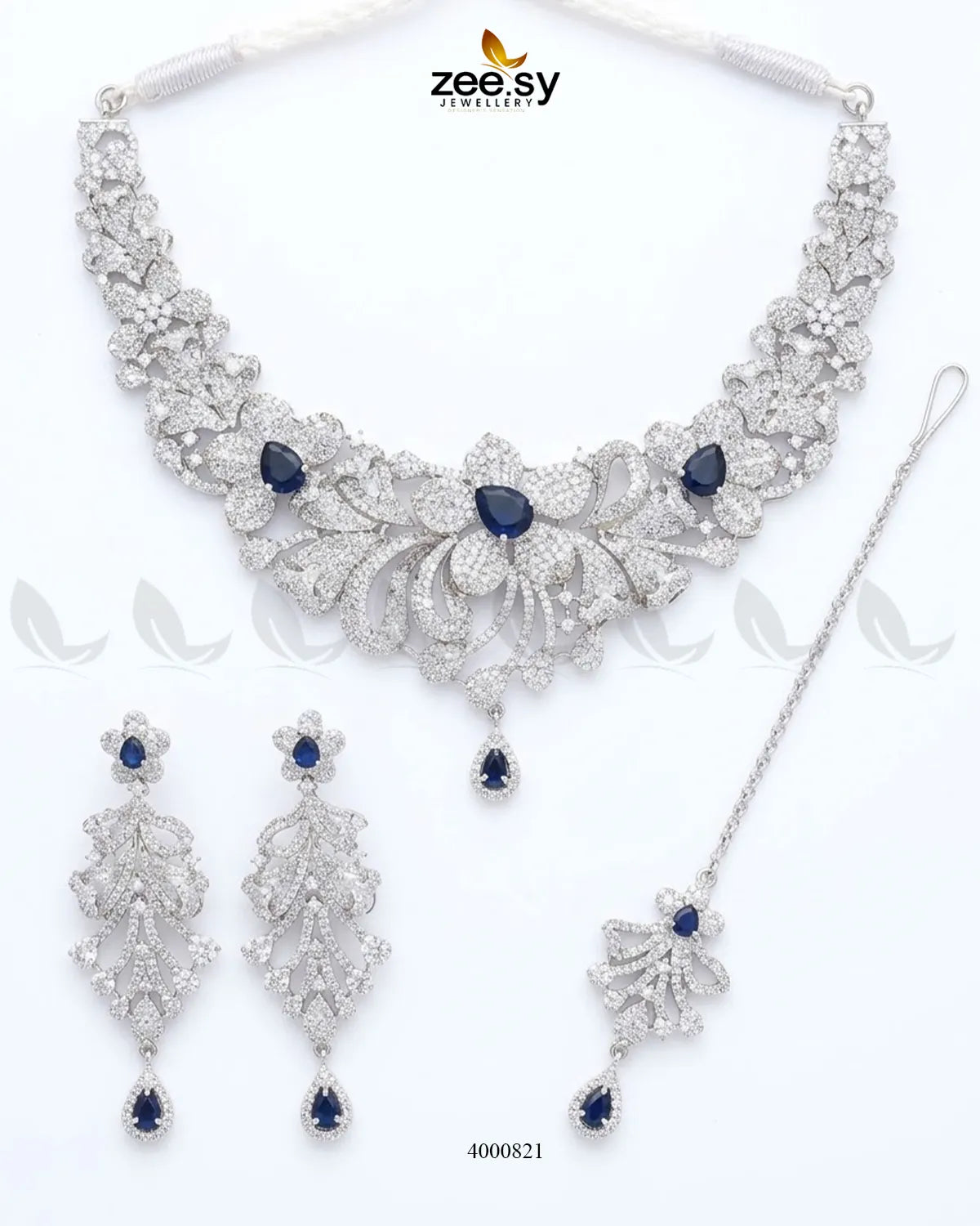 Elysian Floral Zirconia Necklace Set Necklace Sets - Zeesy Jewellery Pakistan | Premium Artificial & Imitation Jewellery