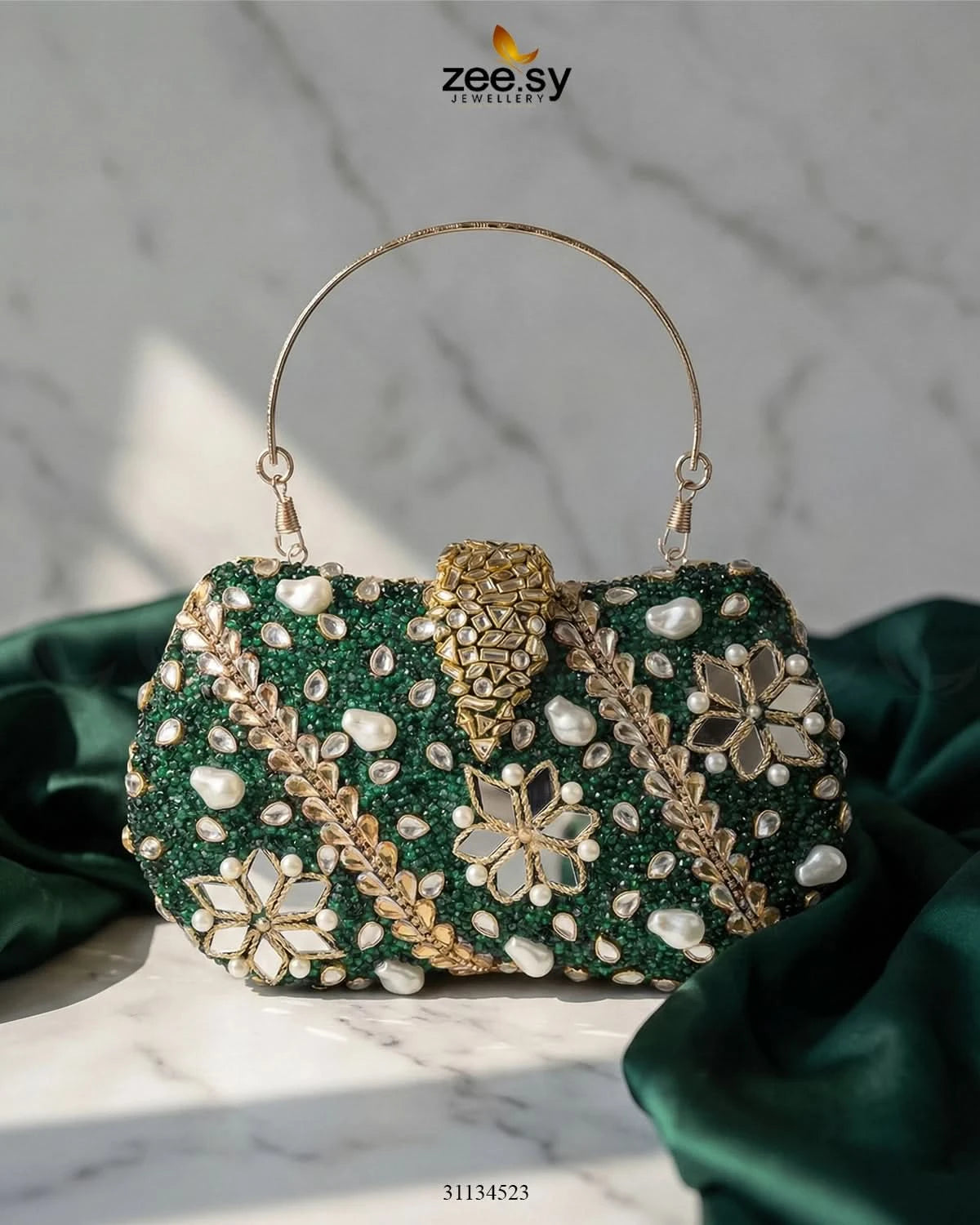 Emerald Baroque Pearl Clutch Bag - Zeesy Jewellery