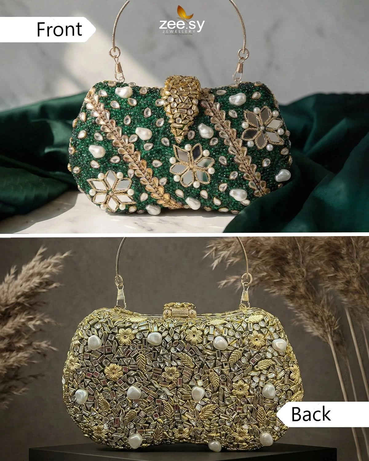 Emerald Baroque Pearl Clutch Bag - Zeesy Jewellery