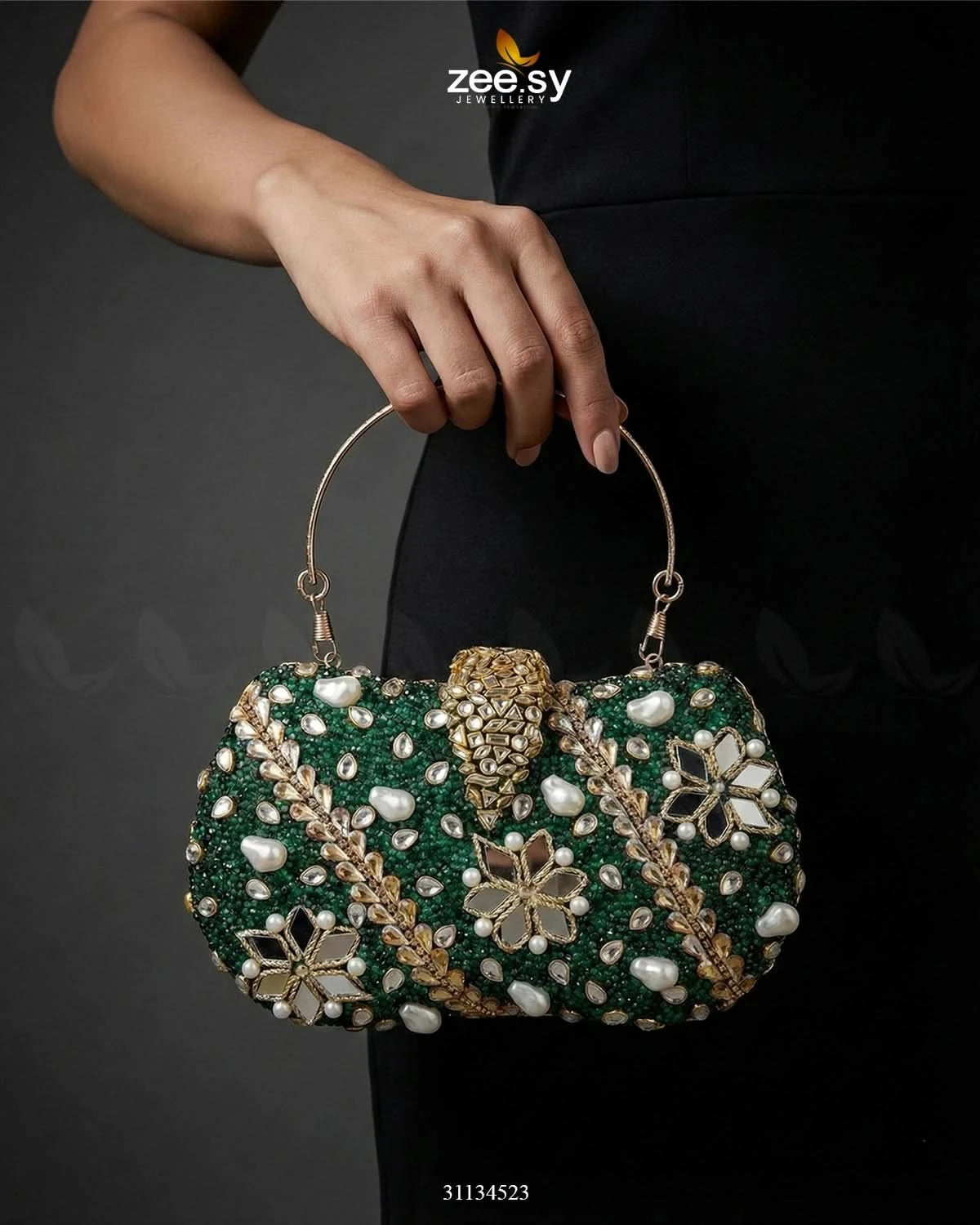 Emerald Baroque Pearl Clutch Bag - Zeesy Jewellery