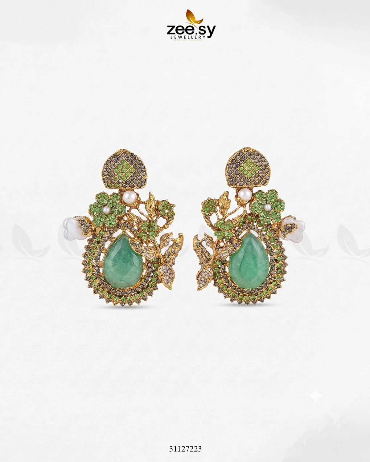 Emerald Baroque Pearl Earrings Mint Green - Zeesy Jewellery