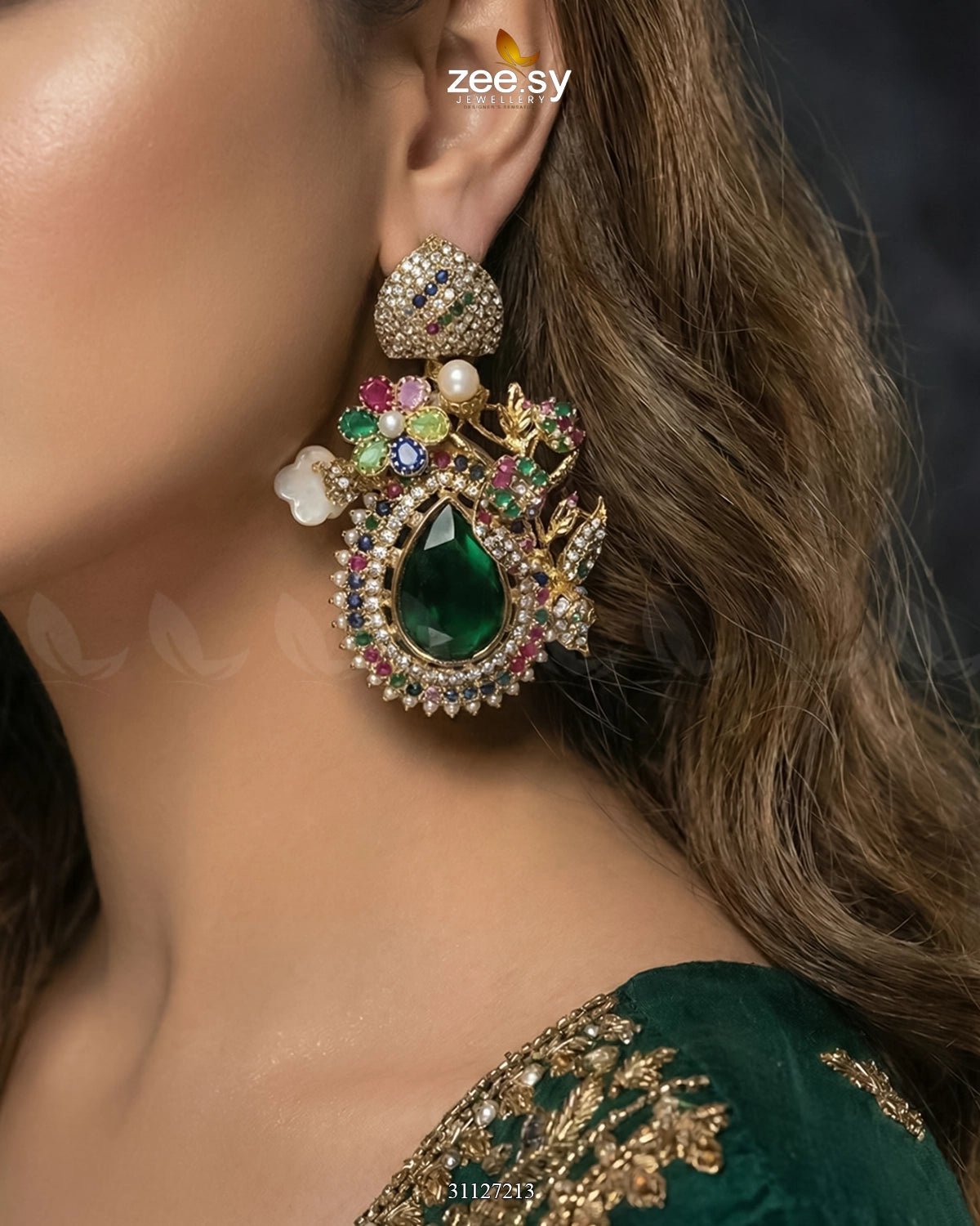 Emerald Baroque Pearl Earrings - Zeesy Jewellery