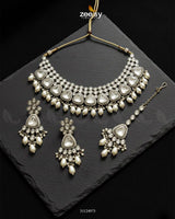 Eminet Bold Crystal Bridal Set Green - Zeesy Jewellery