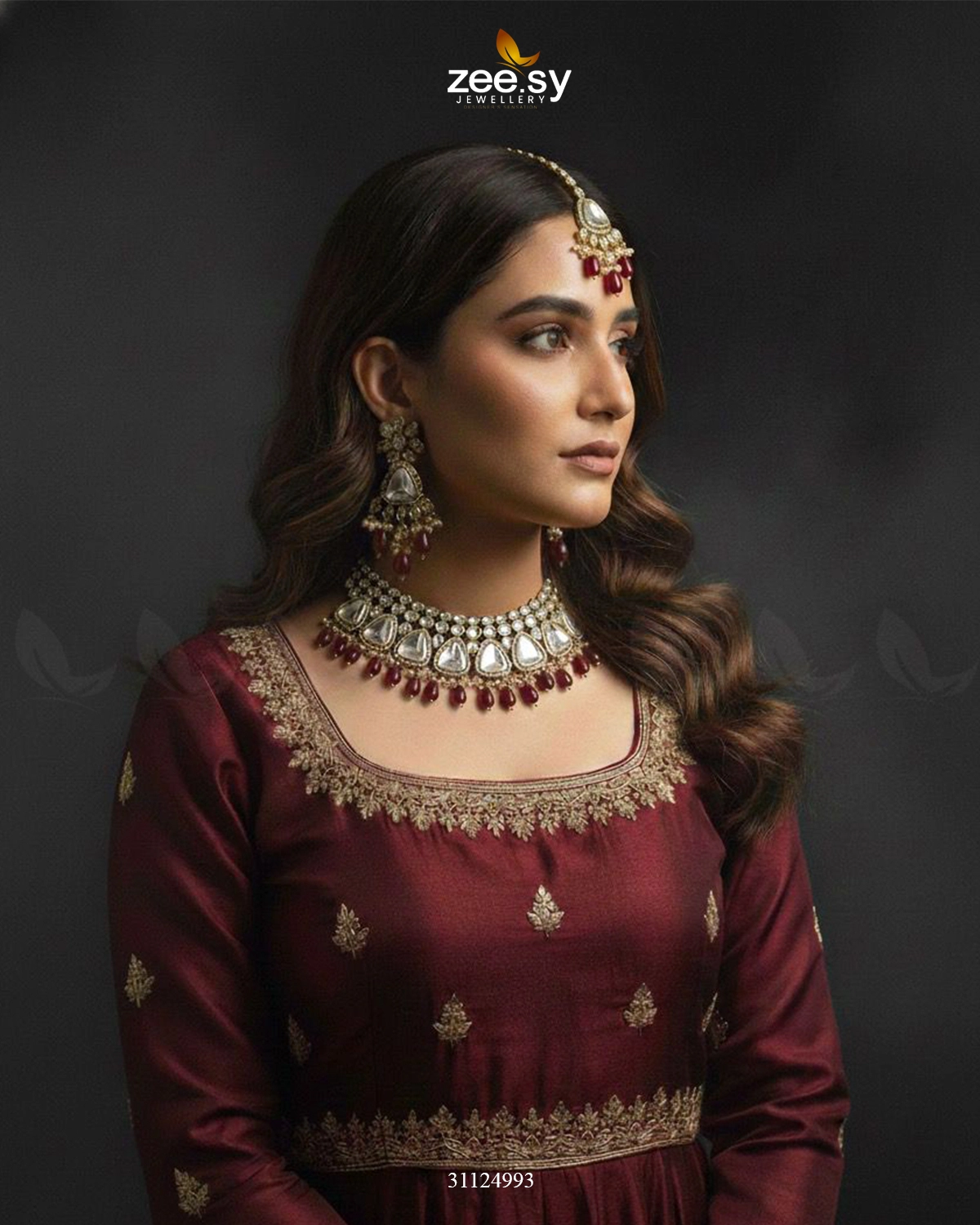 Eminet Bold Crystal Bridal Set Red - Zeesy Jewellery