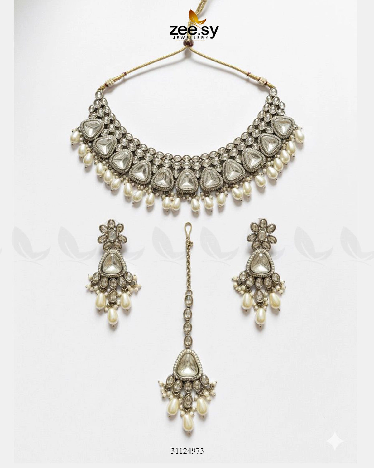 Eminet Bold Crystal Bridal Set White - Zeesy Jewellery