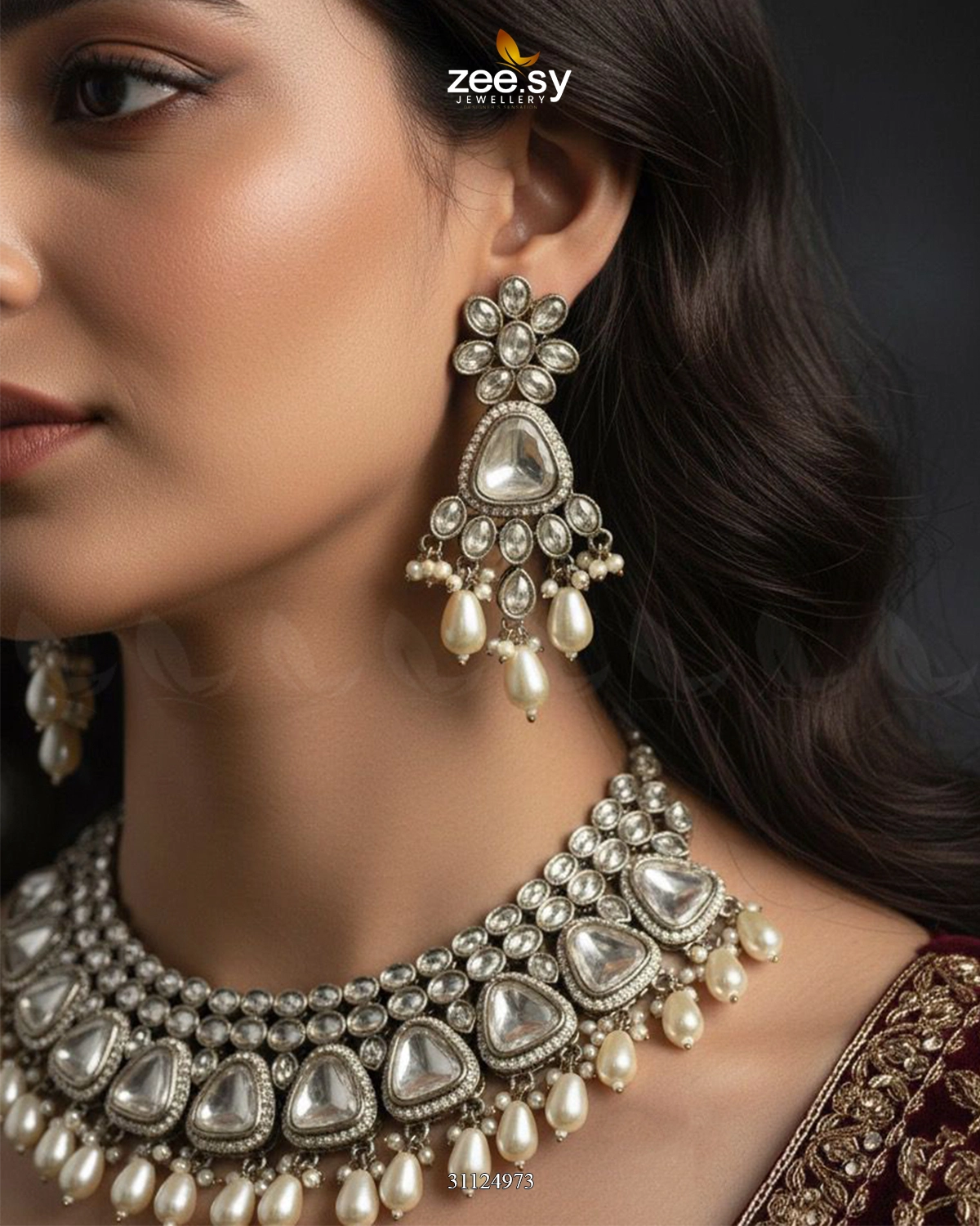 Eminet Bold Crystal Bridal Set - Zeesy Jewellery