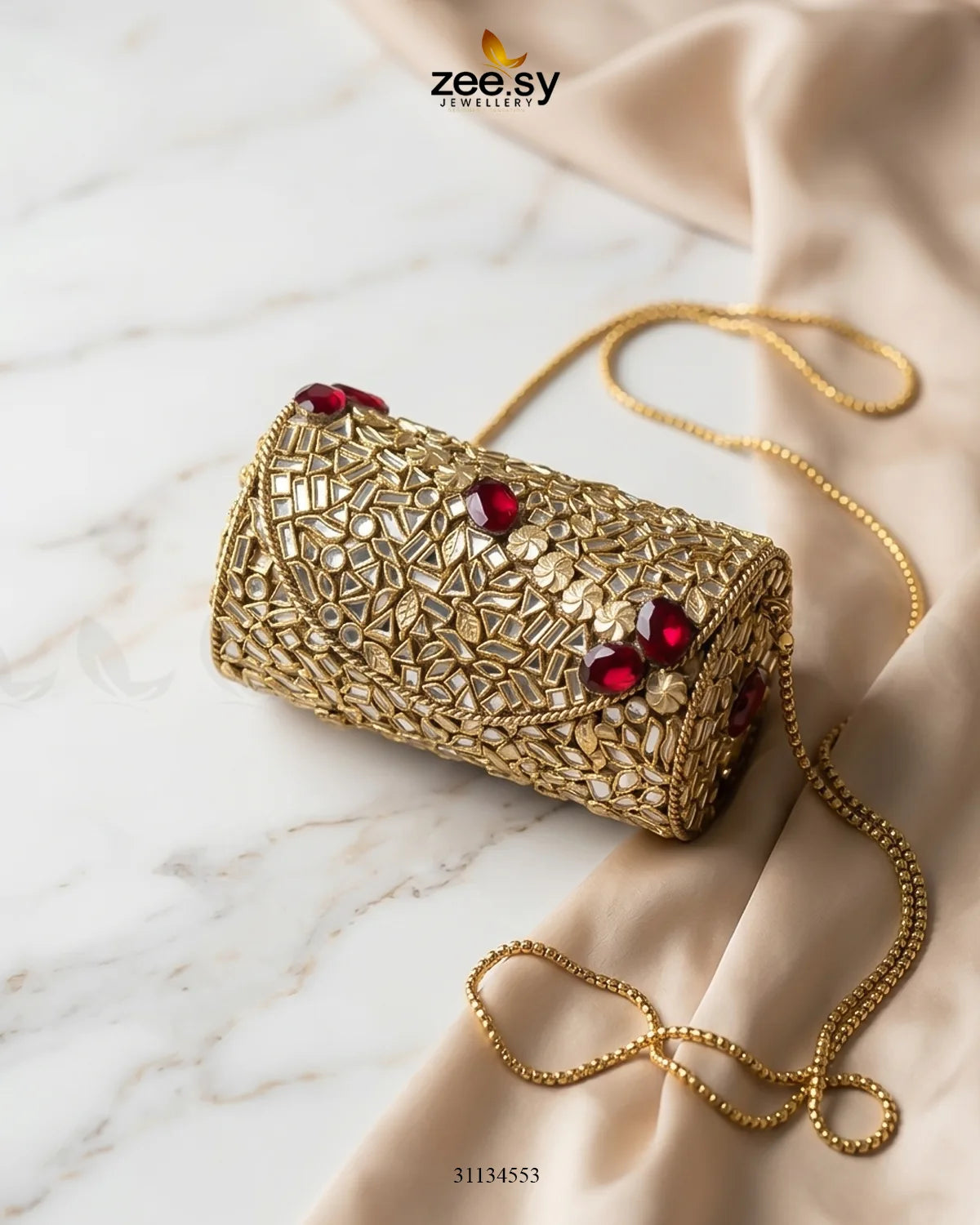 Empress Ruby Kundan Clutch Bag ACCESSORIES - Zeesy Jewellery Pakistan | Premium Artificial & Imitation Jewellery