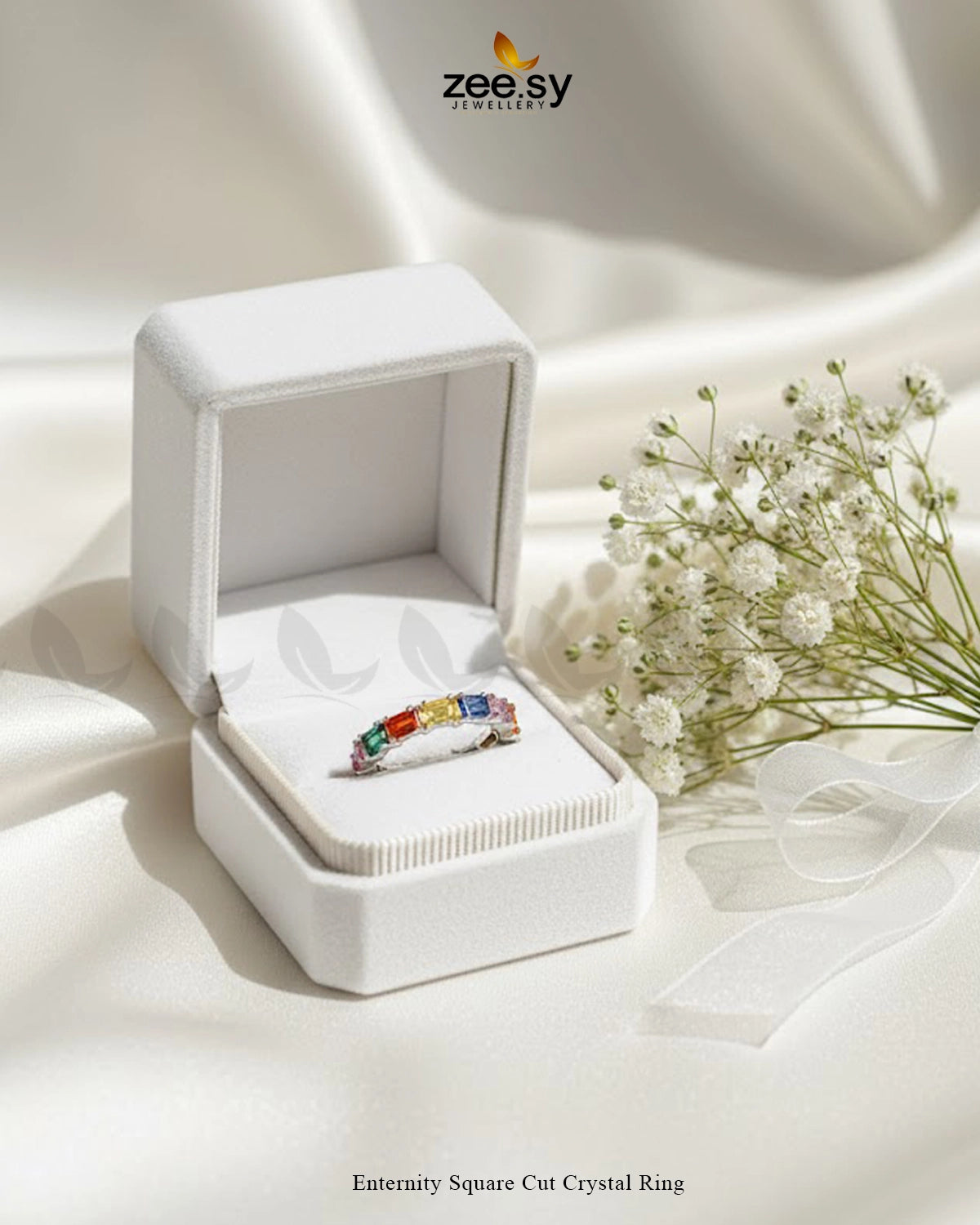 Enternity Square Cut Crystal Ring - Zeesy Jewellery
