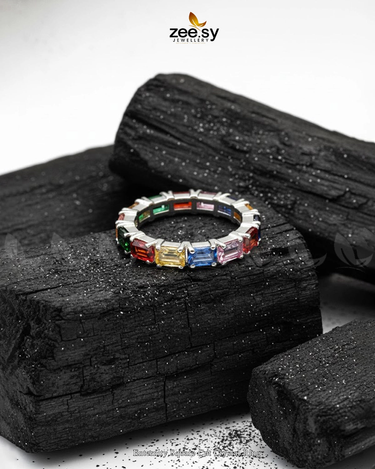 Enternity Square Cut Crystal Ring - Zeesy Jewellery