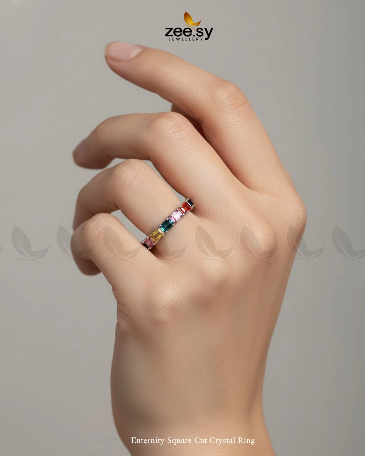 Enternity Square Cut Crystal Ring - Zeesy Jewellery