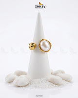 Essential Riviera Gilded Pearl Ring Finger Ring - Zeesy Jewellery Pakistan | Premium Artificial & Imitation Jewellery