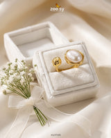 Essential Riviera Gilded Pearl Ring Finger Ring - Zeesy Jewellery Pakistan | Premium Artificial & Imitation Jewellery