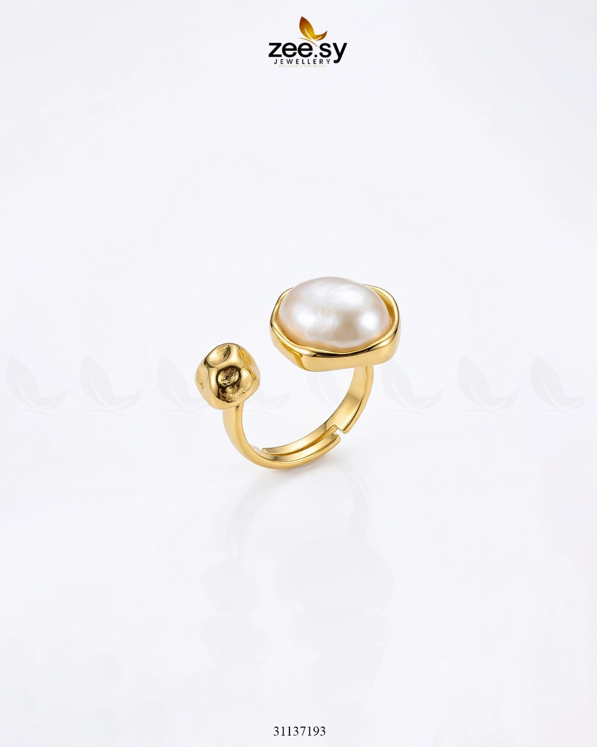 Essential Riviera Gilded Pearl Ring Finger Ring - Zeesy Jewellery Pakistan | Premium Artificial & Imitation Jewellery
