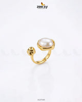 Essential Riviera Gilded Pearl Ring Finger Ring - Zeesy Jewellery Pakistan | Premium Artificial & Imitation Jewellery