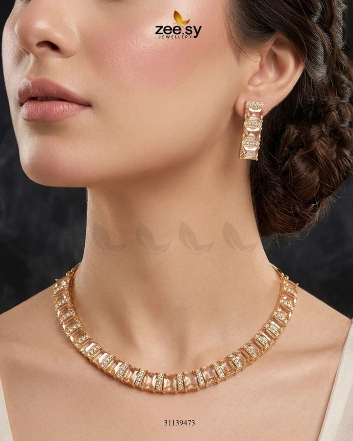 Estele American Diamond Necklace Set - Zeesy Jewellery Pakistan | Premium Artificial & Imitation Jewellery