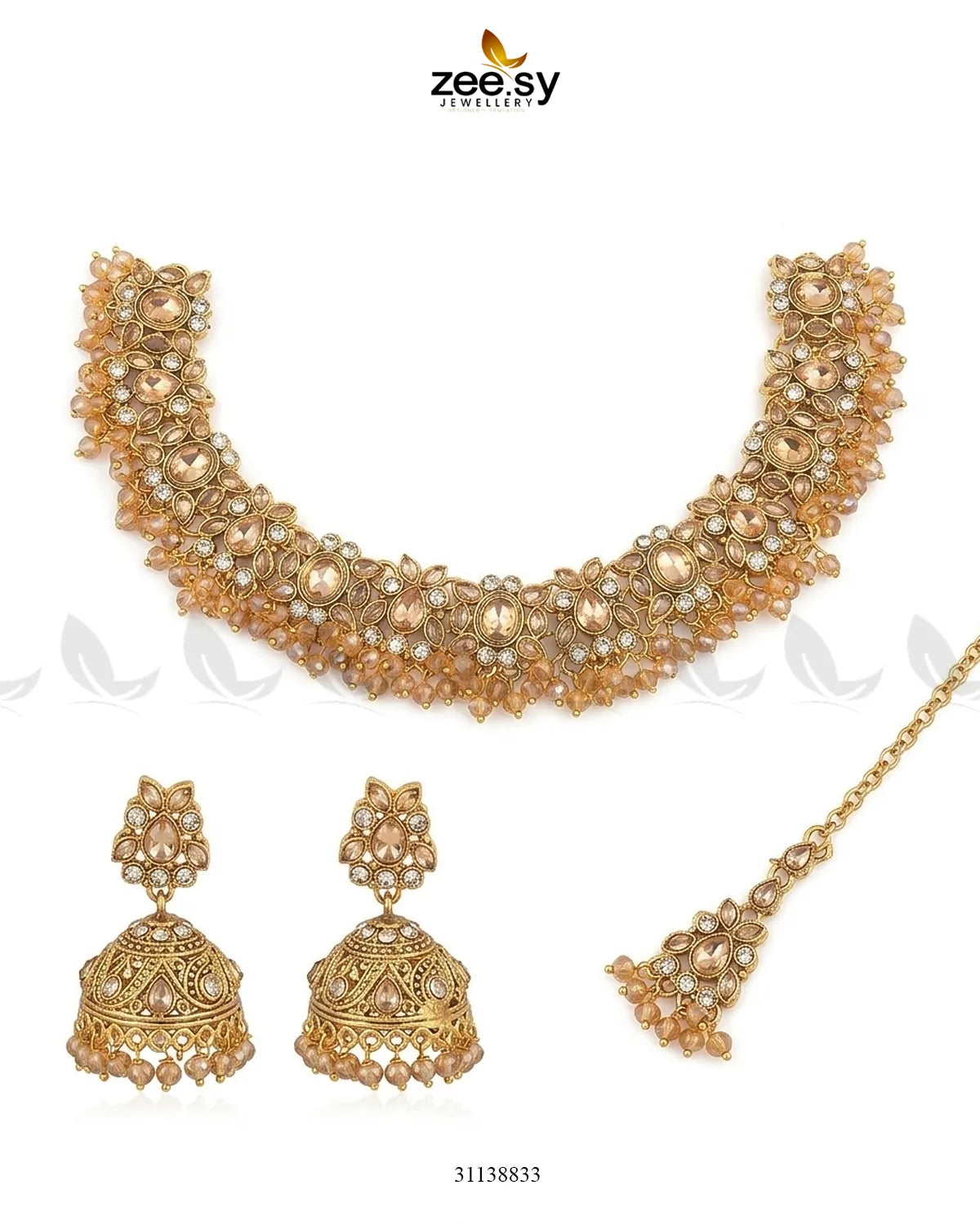 Ethereal Gemstone Beads Necklace Set Necklace Sets - Zeesy Jewellery Pakistan | Premium Artificial & Imitation Jewellery