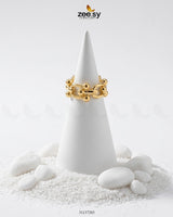 Ethereal Golden Bud Sculpted Ring Finger Ring - Zeesy Jewellery Pakistan | Premium Artificial & Imitation Jewellery