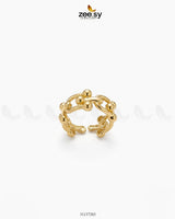 Ethereal Golden Bud Sculpted Ring Finger Ring - Zeesy Jewellery Pakistan | Premium Artificial & Imitation Jewellery