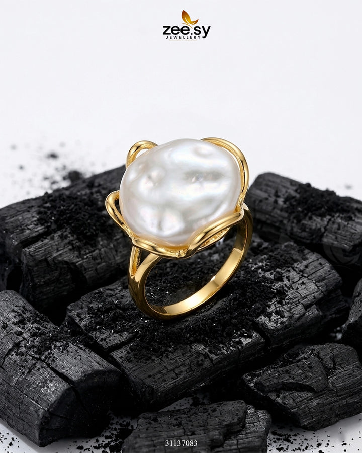Ethereal Molten Gold Sea-Pearl Ring Finger Ring - Zeesy Jewellery Pakistan | Premium Artificial & Imitation Jewellery