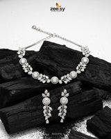 Exquisite Floral Necklace Set Silver White - Zeesy Jewellery