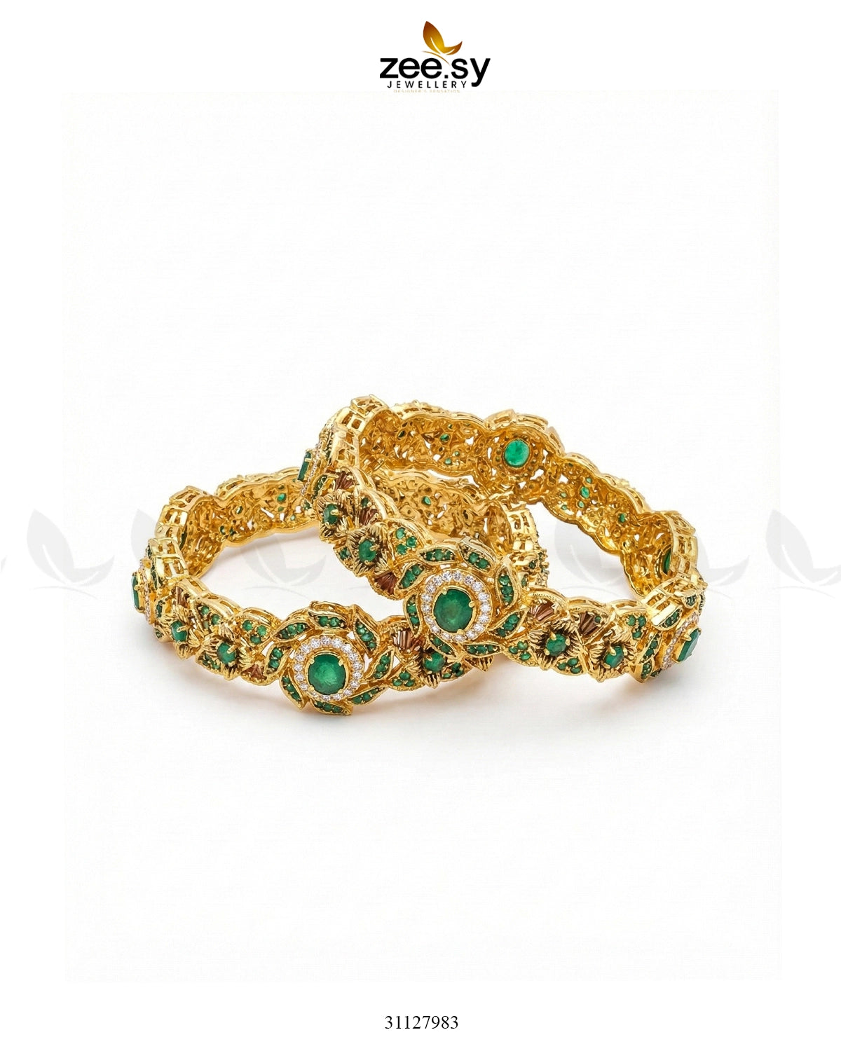 Exquisite Noori Glitz Bangles Green - Zeesy Jewellery