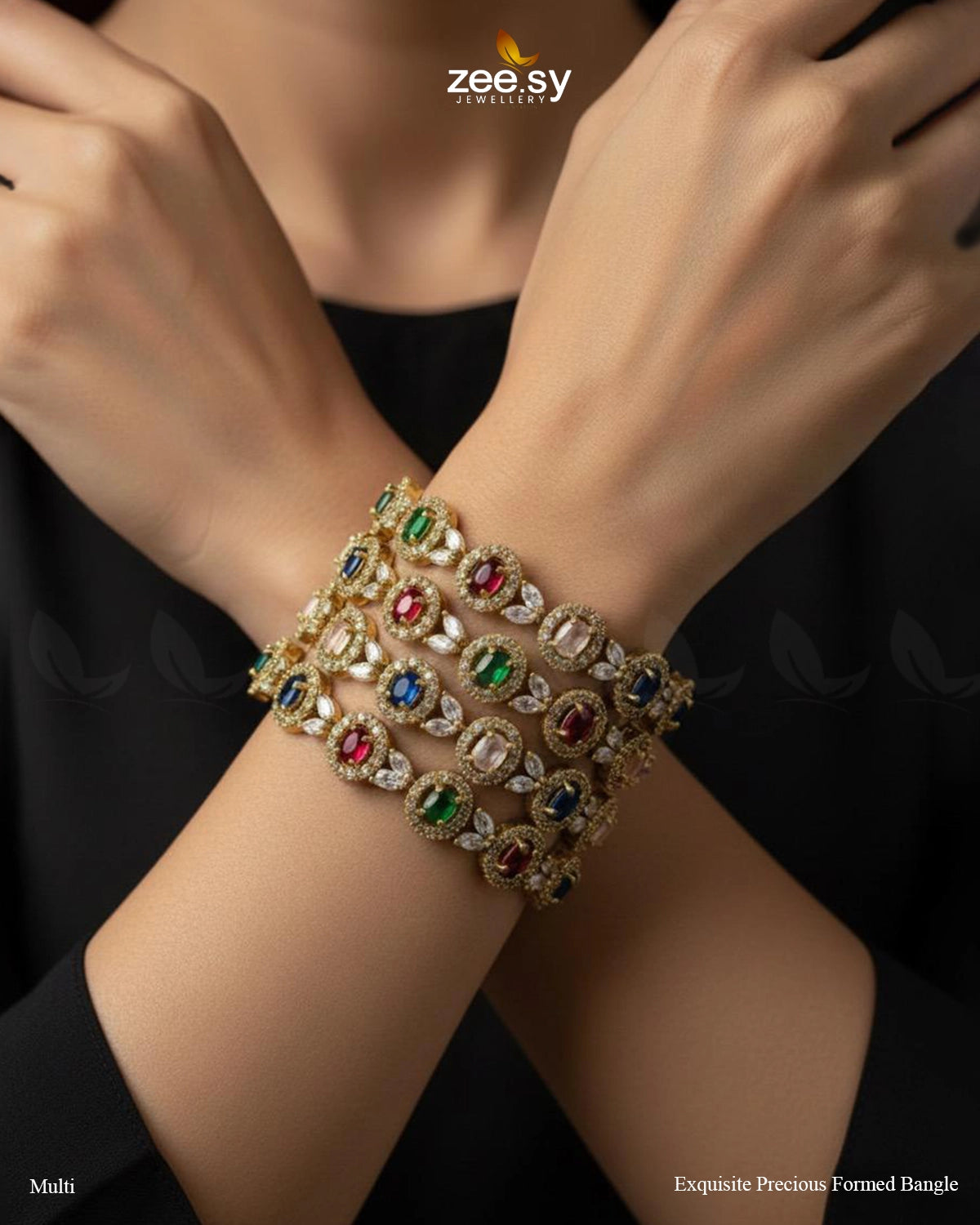Exquisite Precious Formed Bangles - Multi - Zeesy Jewellery