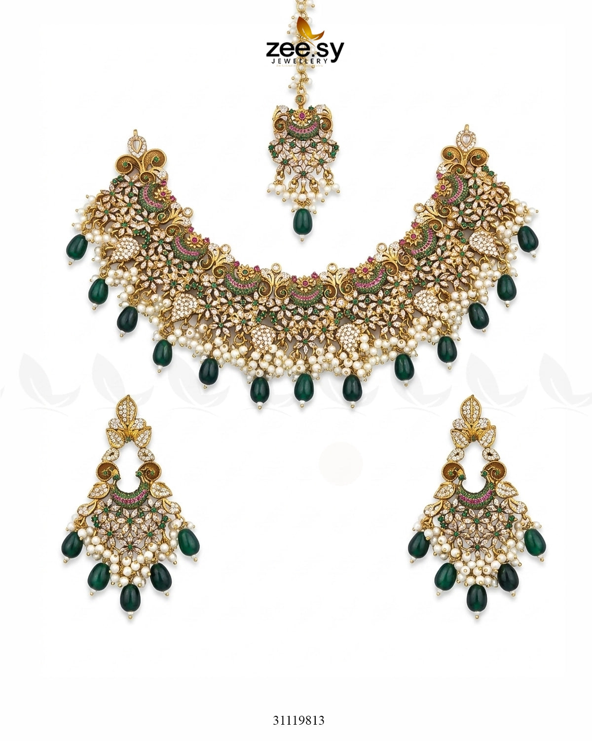 Faiqa's Rhodium Polished Bridal Set