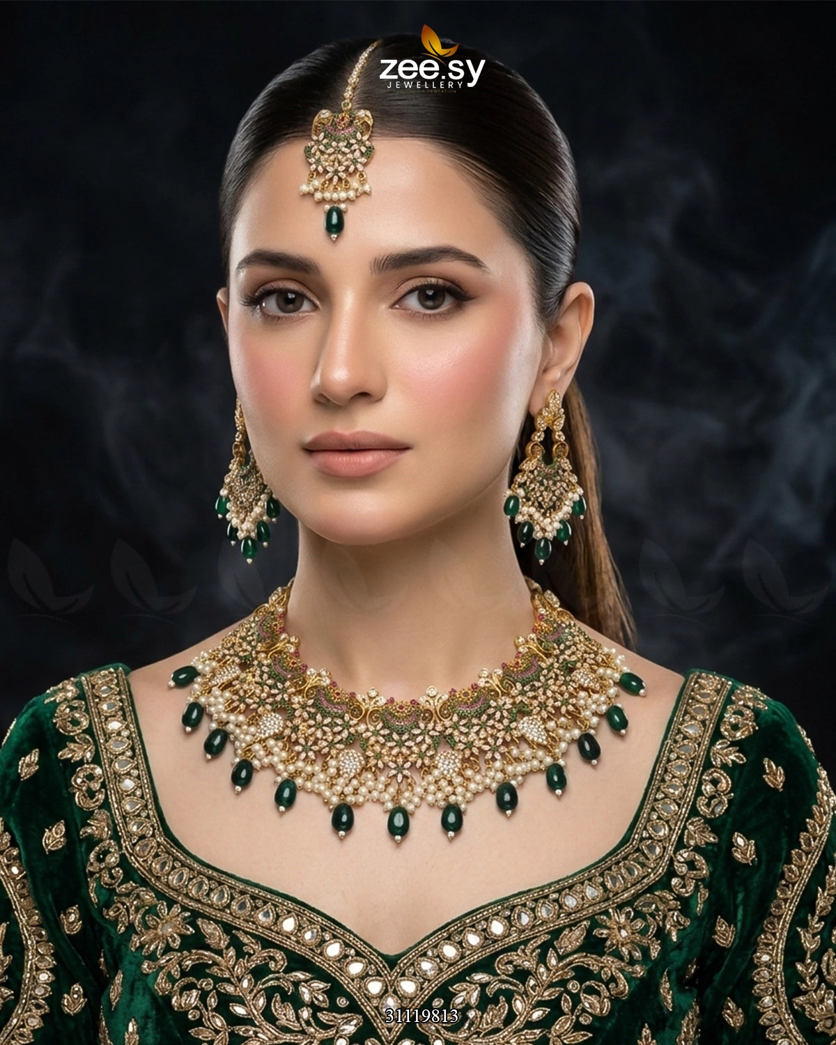 Faiqa's Rhodium Polished Bridal Set