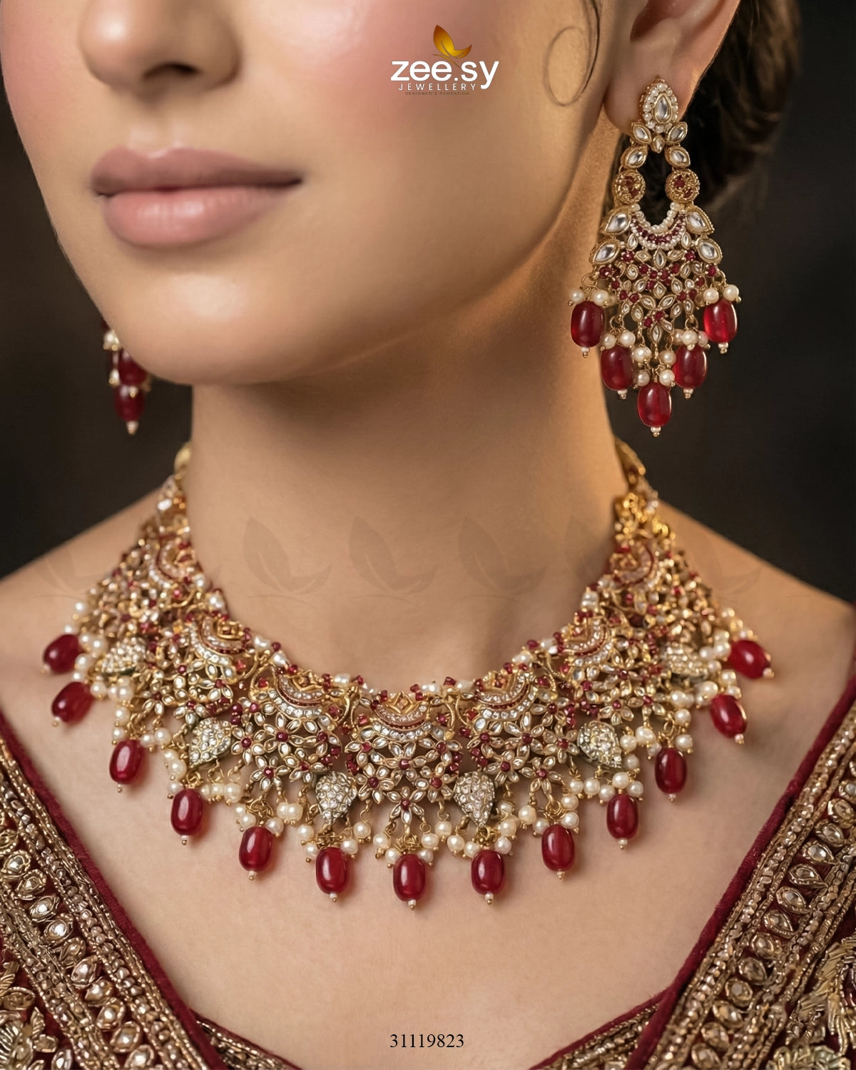 Faiqa's Rhodium Polished Bridal Set - Zeesy Jewellery