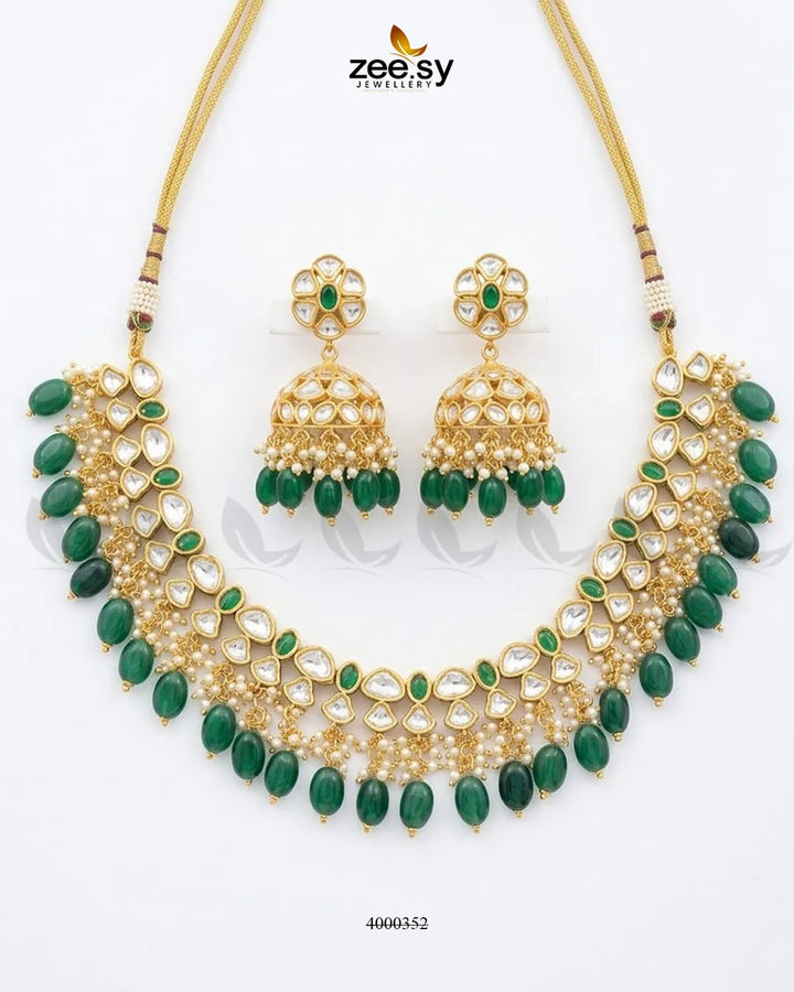 Festive Crimson Bead Necklace Set Necklace Sets - Zeesy Jewellery Pakistan | Premium Artificial & Imitation Jewellery