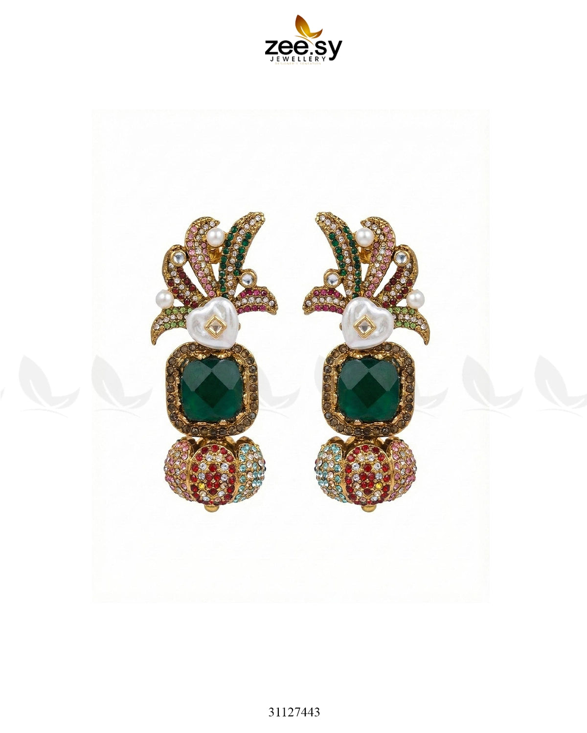 Festive Peacock Baroque Pearl Earrings - Zeesy Jewellery