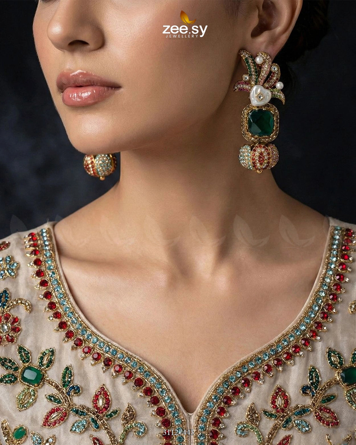 Festive Peacock Baroque Pearl Earrings - Zeesy Jewellery