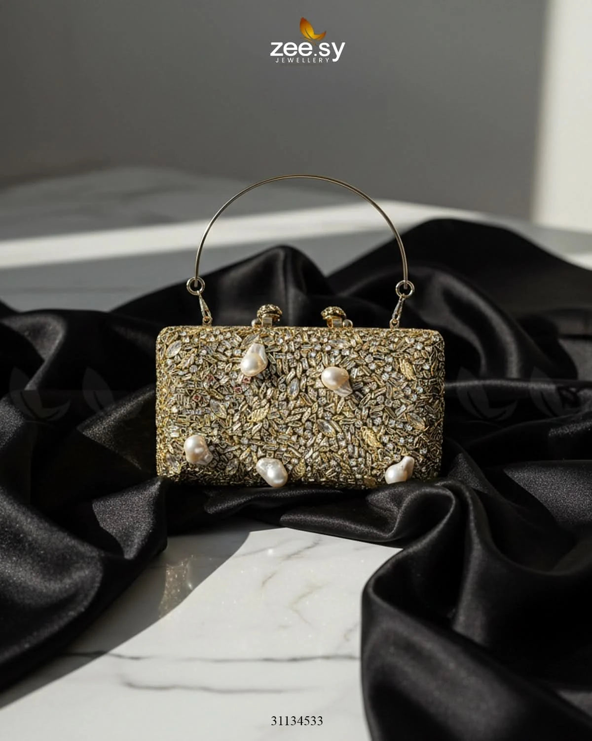 Floral Crystal Cocktail Clutch Bag - Zeesy Jewellery