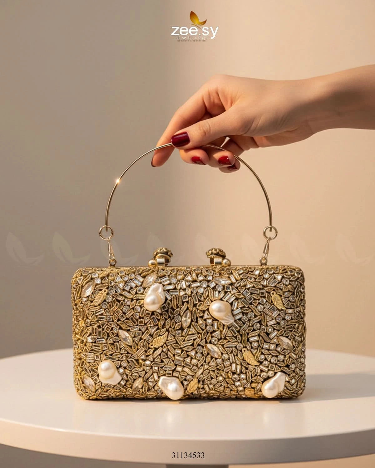 Floral Crystal Cocktail Clutch Bag - Zeesy Jewellery
