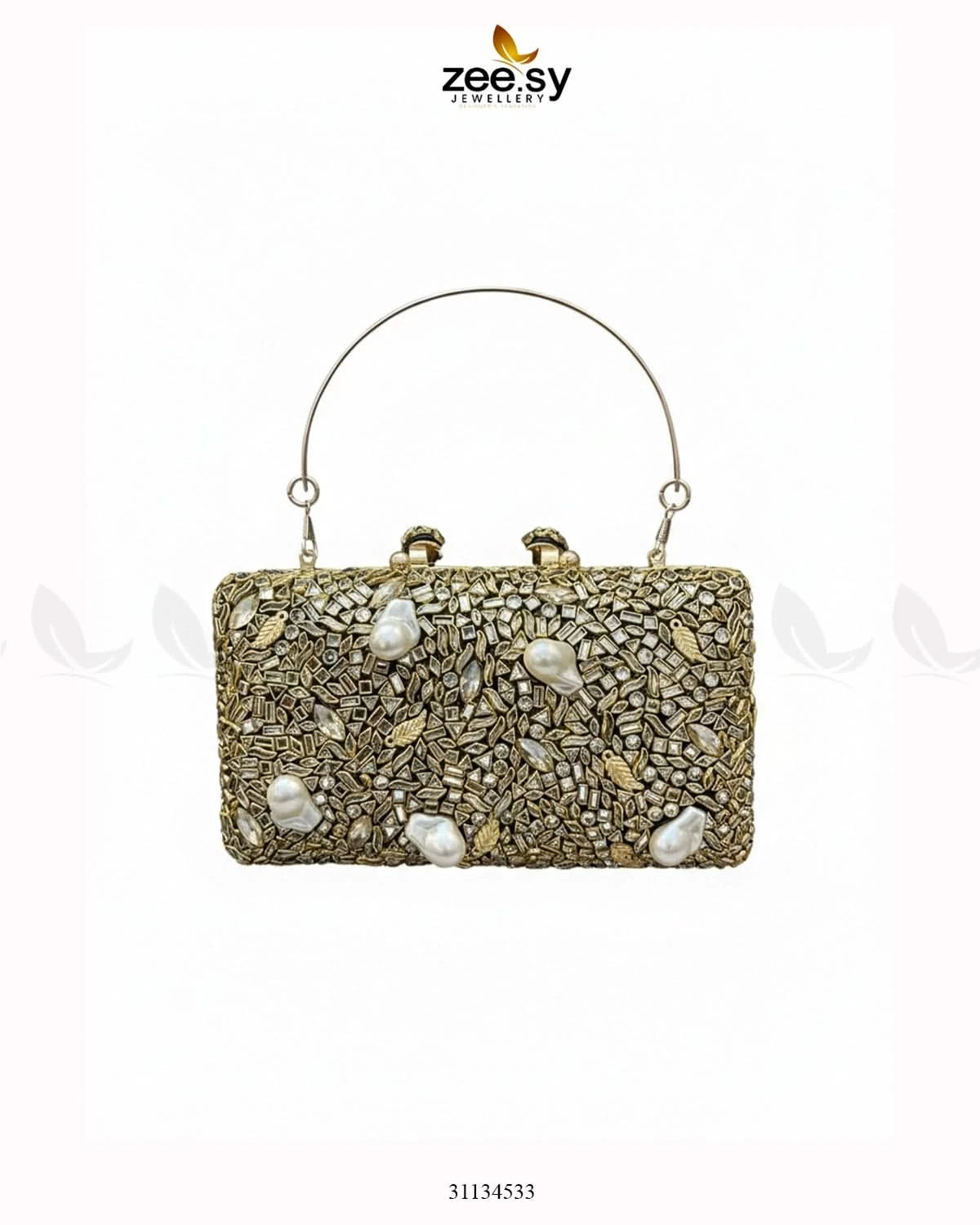 Floral Crystal Cocktail Clutch Bag - Zeesy Jewellery