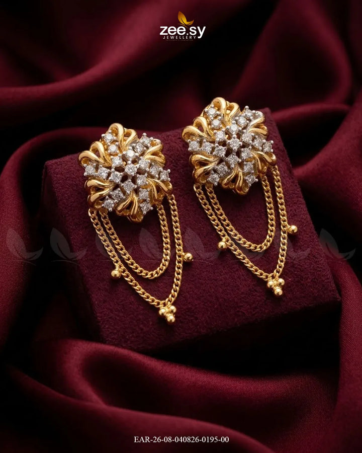 Floral Gemstone Chain Drop Earrings