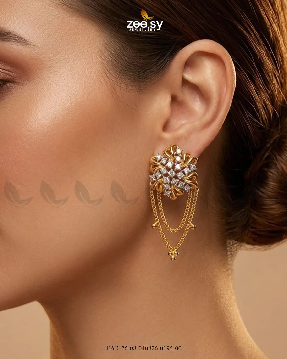 Floral Gemstone Chain Drop Earrings