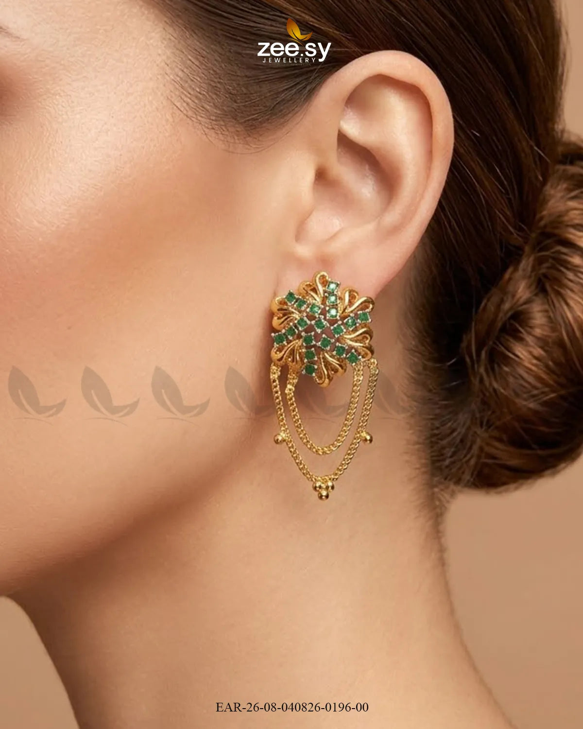 Floral Gemstone Chain Drop Earrings