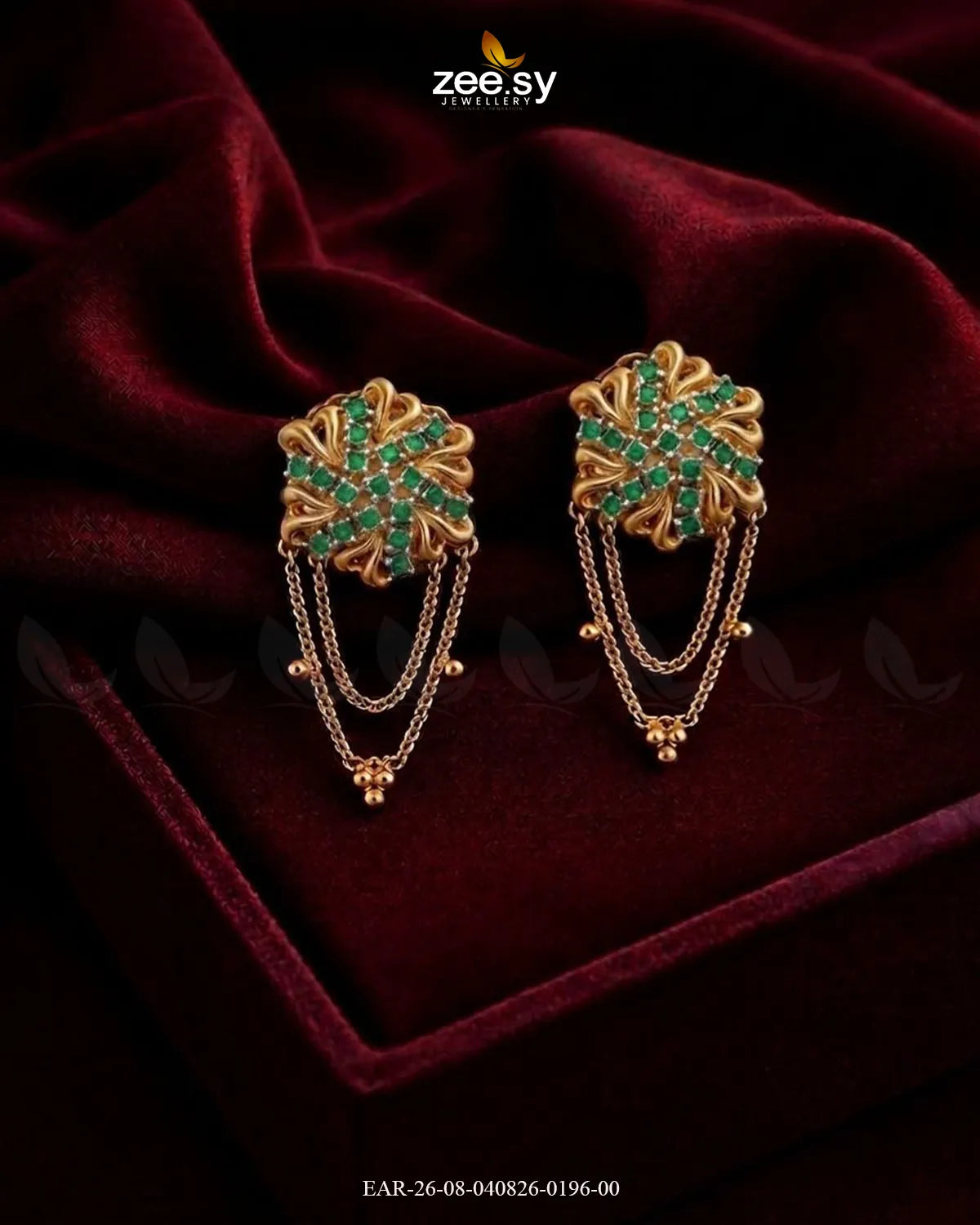 Floral Gemstone Chain Drop Earrings